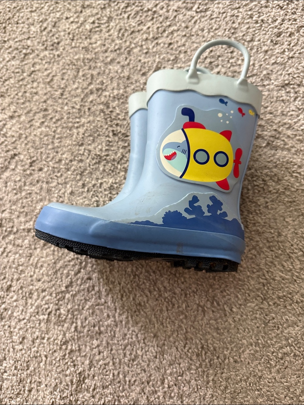 Cat & Jack Light Blue Submarine Print Rain Boots